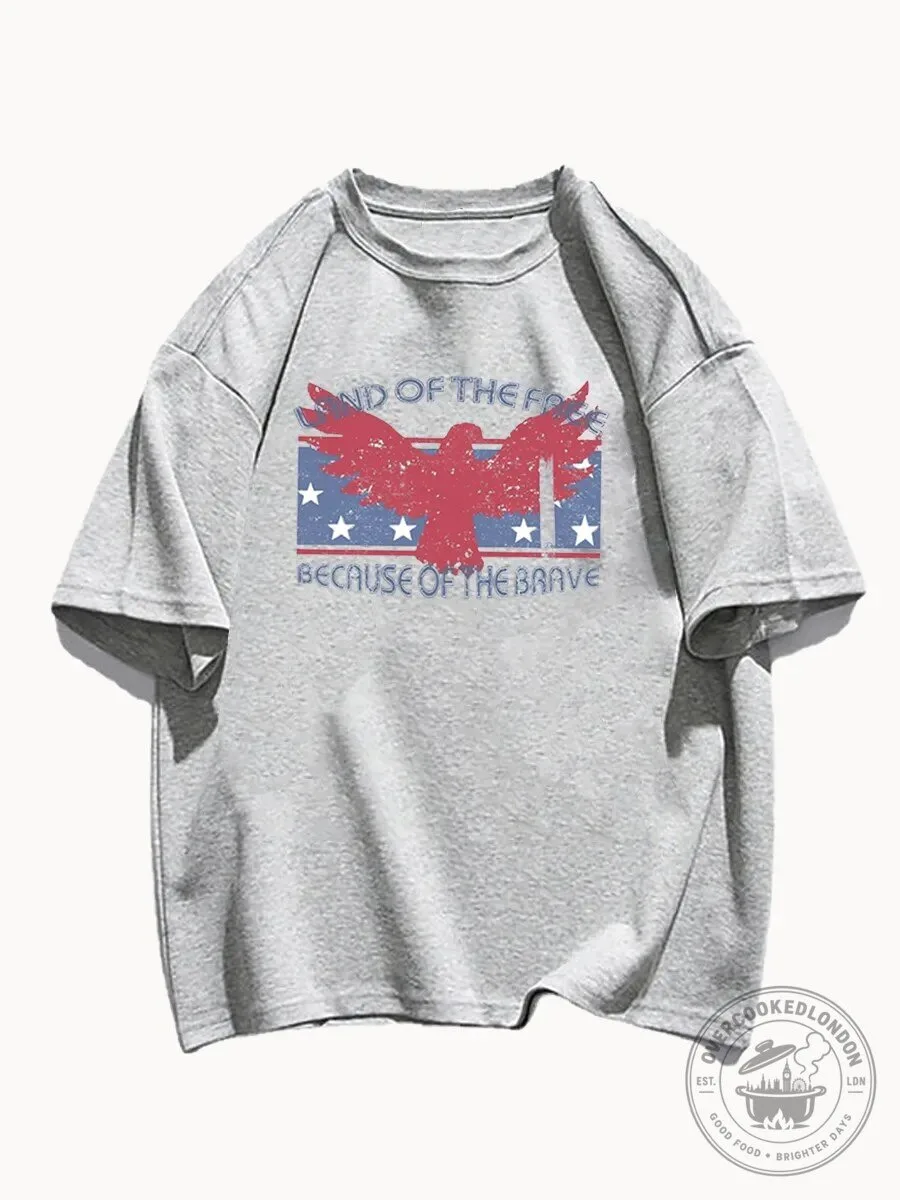 Land Of The Free Because Of The Brave Patriotic Eagle T-Shirt
