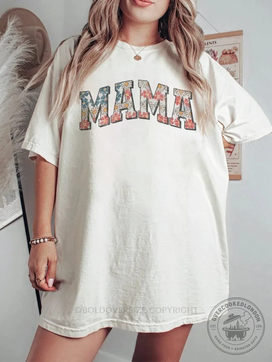 Mama G Floral Arch Block Letter Oversized T-Shirt